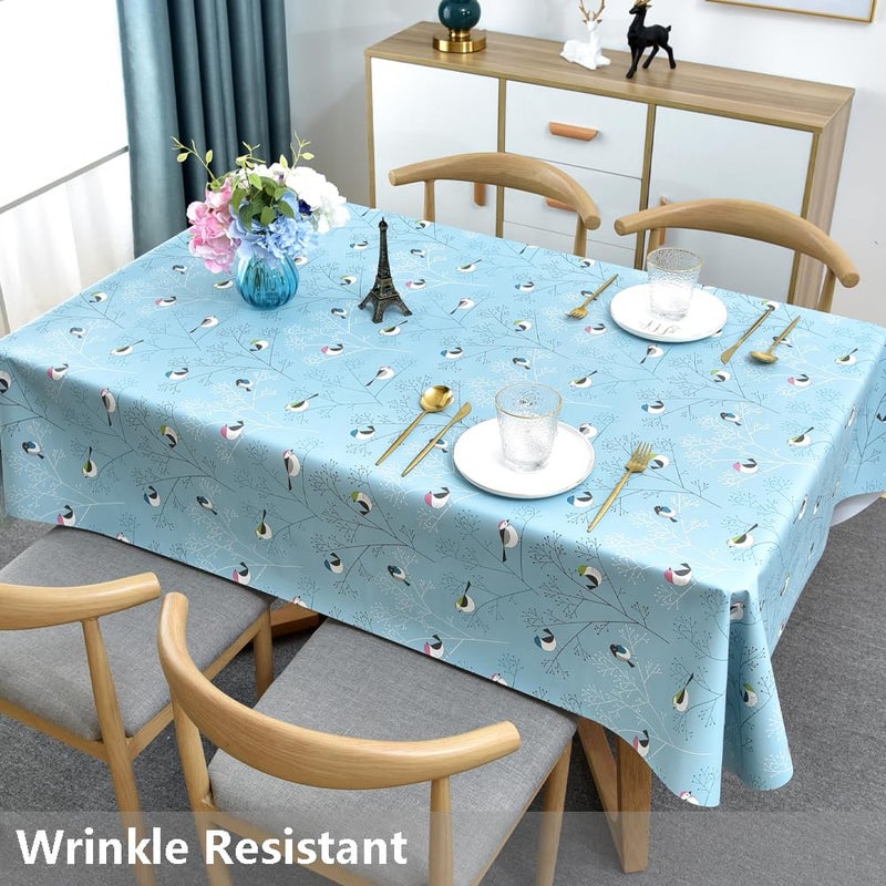TruDelve Heavy Duty Vinyl Tablecloths Plastic Table Cloths Outdoor Waterproof Tablecloth Oilcloth Tablecloths for Rectangle Tables (84'' x 54'', Birds-2) - Image 3